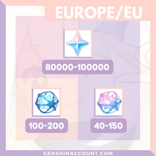Genshin Impact Farmed Primogems Reroll Starter Account - 100-500 Draws ( Europe )