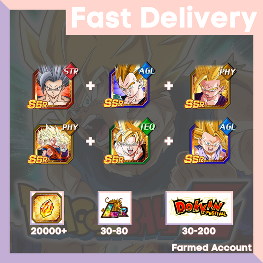 DRAGON BALL Z DOKKAN BATTLE - Farmed Starter Account ( Global | Android | iOS ) - Selection 8