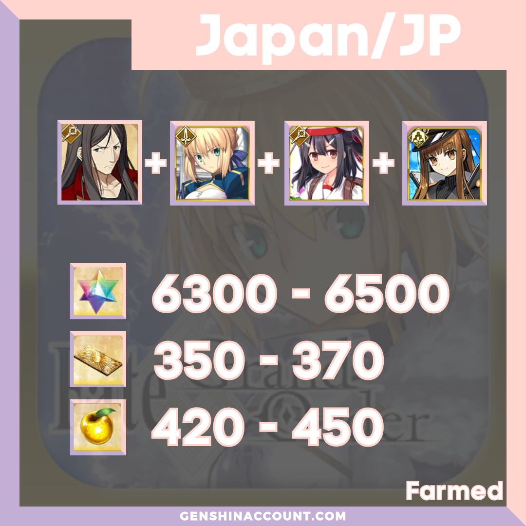 FGO Fate/Grand Order Farmed Starter Account - 6300+ Quartz ( Japan )