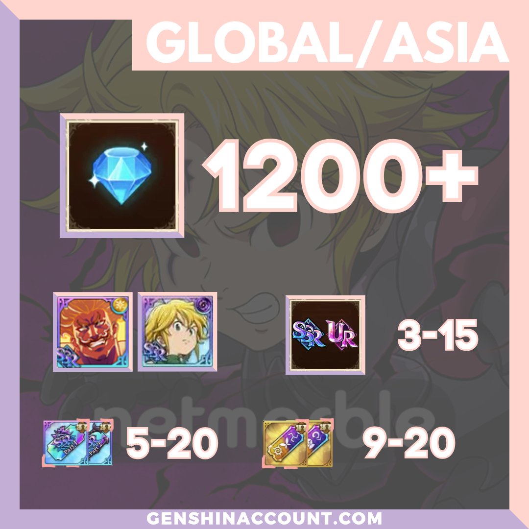 7DS Seven Deadly Sins Grand Cross Diamonds Starter Account - Selection 1  ( Asia )
