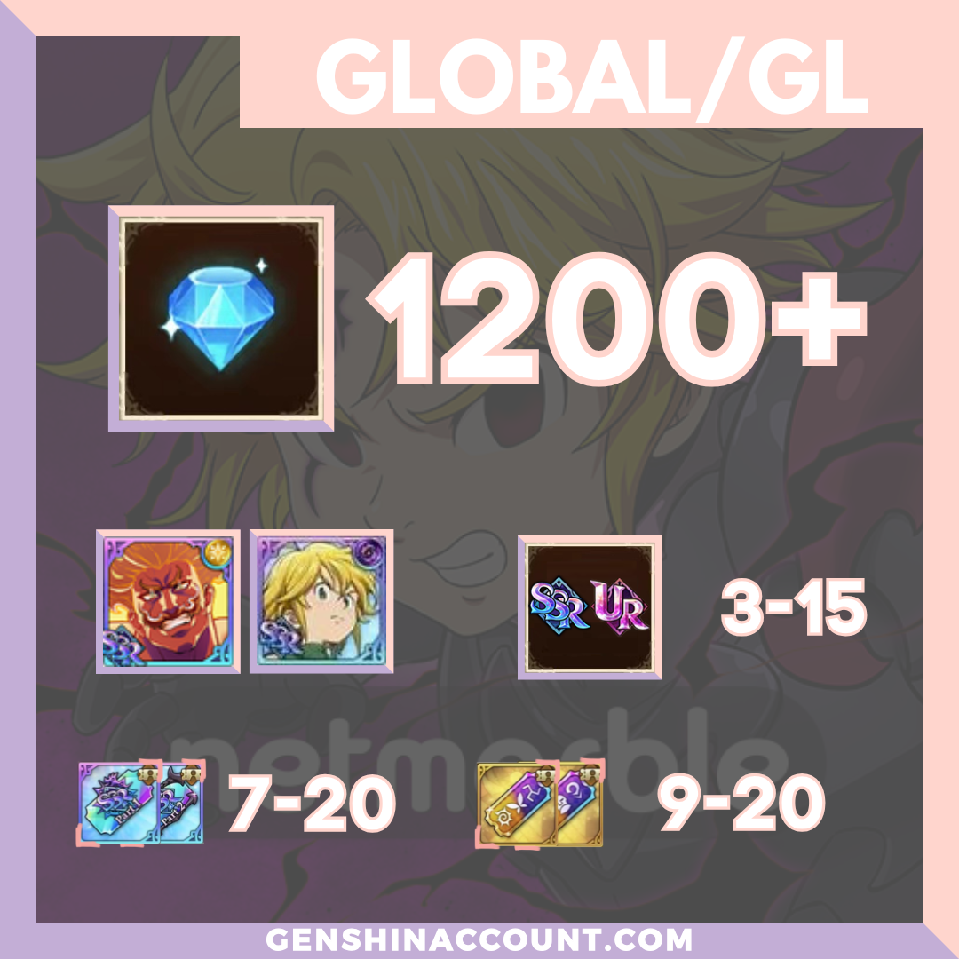 7DS Seven Deadly Sins Grand Cross Diamonds Starter Account - Selection 1 ( Global )